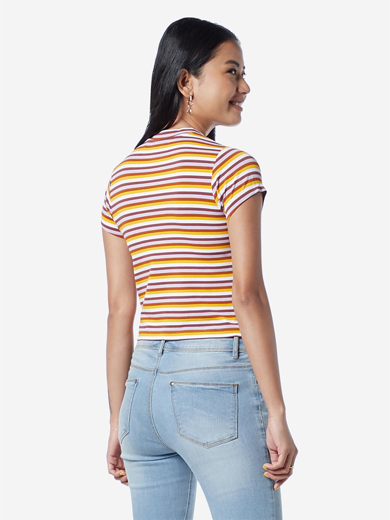 Nuon Multicolour Striped Adora Cropped T-Shirt