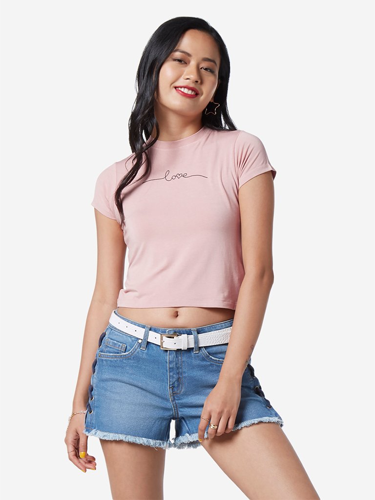 Nuon Dull Pink Adora Cropped T-Shirt