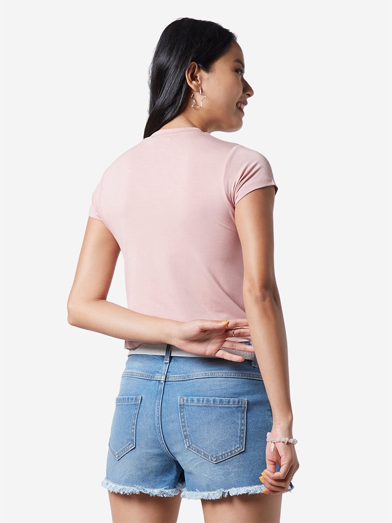 Nuon Dull Pink Adora Cropped T-Shirt