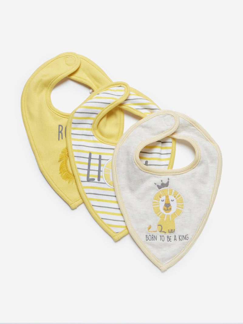 Baby HOP Yellow Lion Patterned Bibs Set Of Three