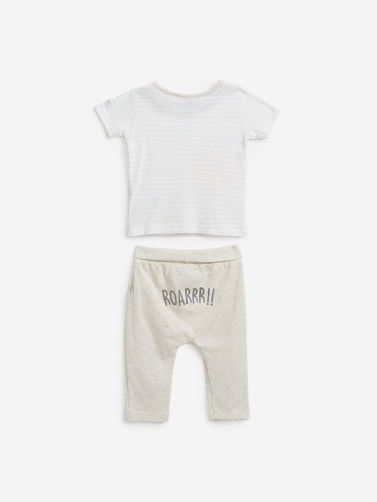 Baby HOP Oat-Melange Lion T-Shirt and Pants Set