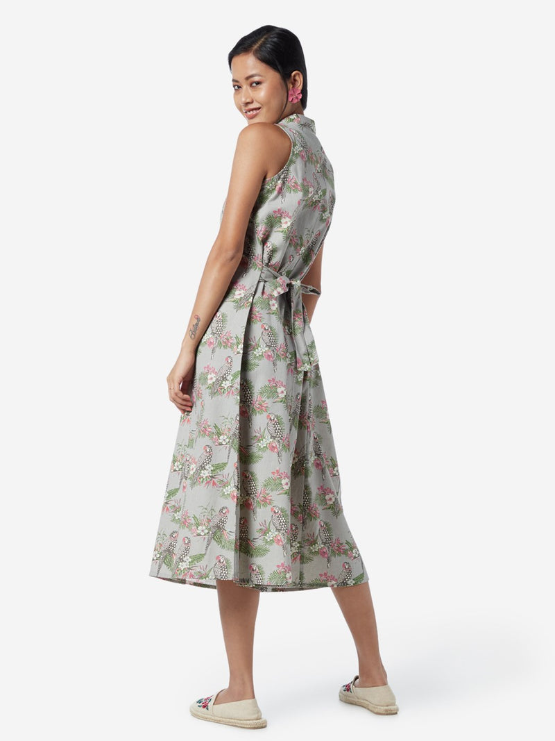 Bombay Paisley Grey Parrot A-Line Shirtdress