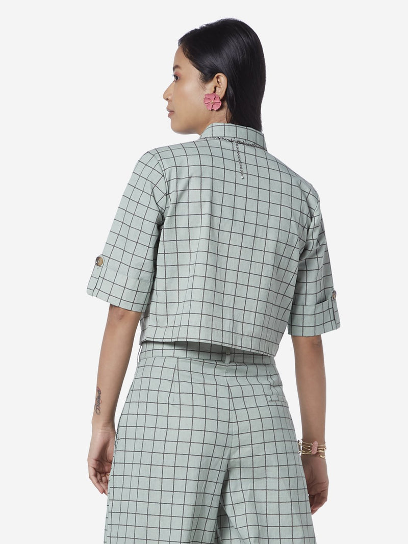 Bombay Paisley Sea Green Printed Crop-Top