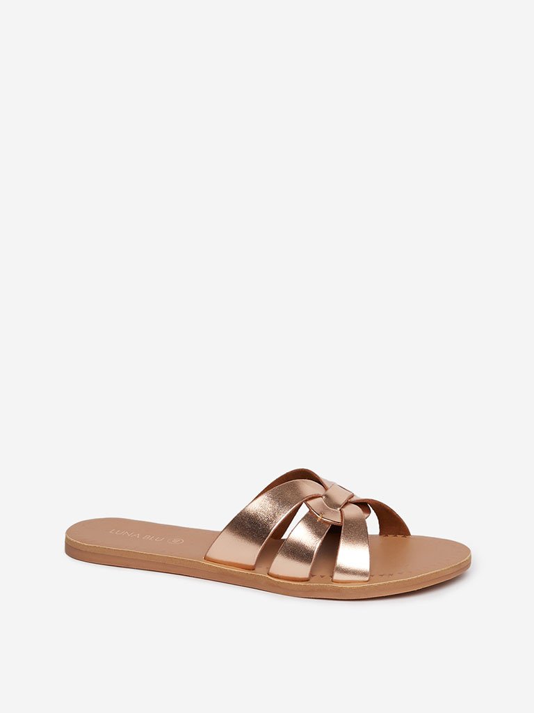 LUNA BLU Rose Gold Slides