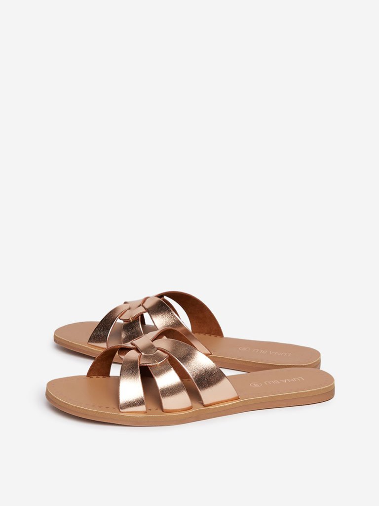 LUNA BLU Rose Gold Slides