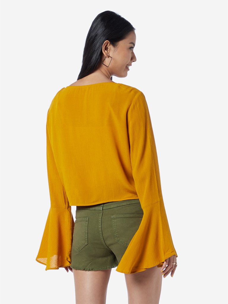 Nuon Mustard Div Crop-Top