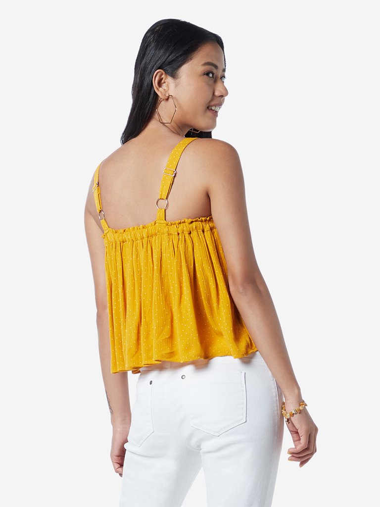 Nuon Mustard Dotted Ari Crop-Top