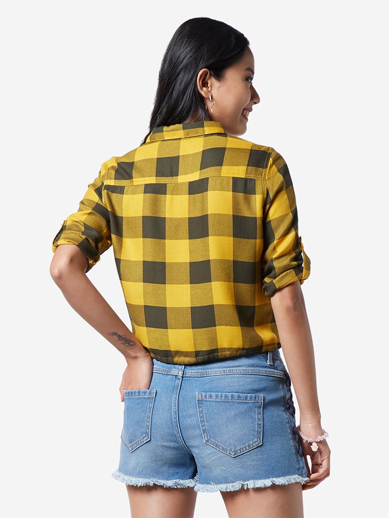 Nuon Mustard Checkered Casual Shirt