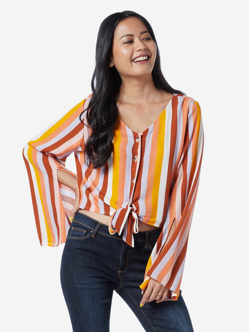 Nuon Multicolour Striped Dita Crop-Top