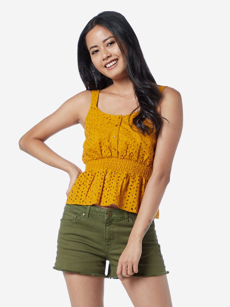 Nuon Mustard Galina Cut Work Top