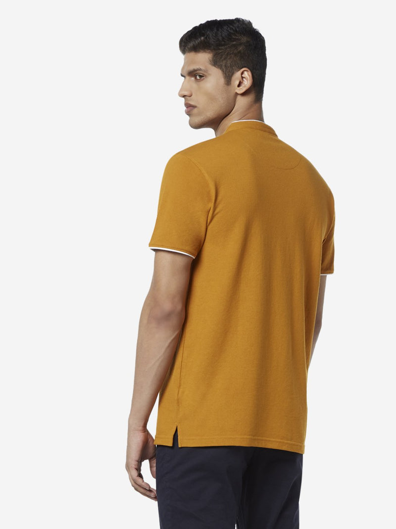 WES Casuals Mustard Slim Fit T-Shirt