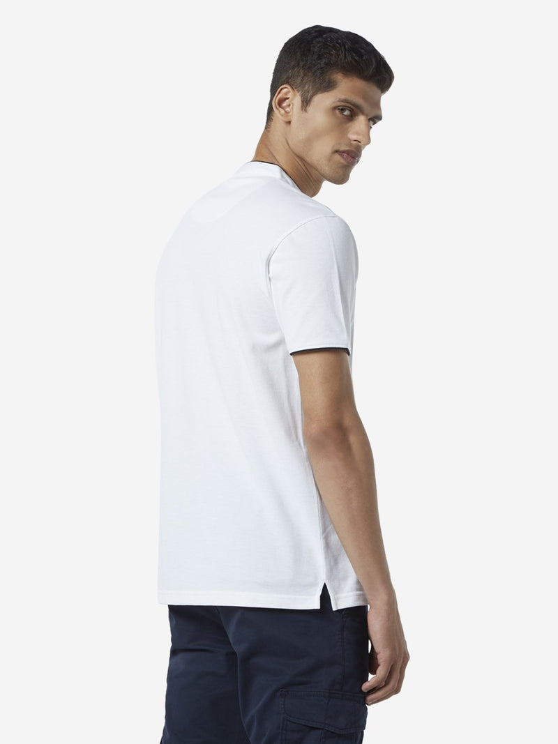 WES Casuals White Slim Fit T-Shirt
