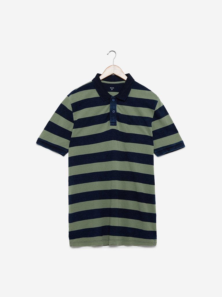 WES Casuals Light-Olive Slim Fit Polo T-Shirt