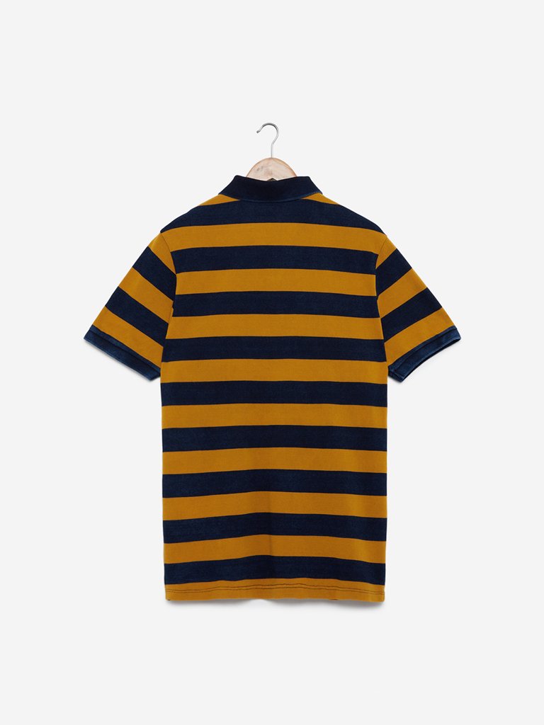 WES Casuals Mustard Slim Fit Polo T-Shirt
