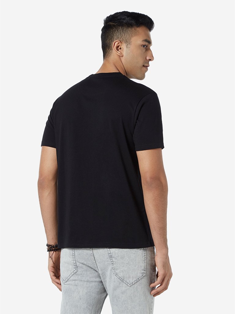 Nuon Black Printed Slim Fit T-Shirt