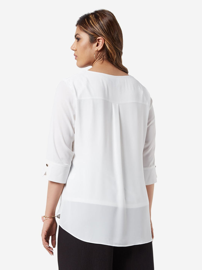 Gia Curve White Floral Patterned Jovi Top