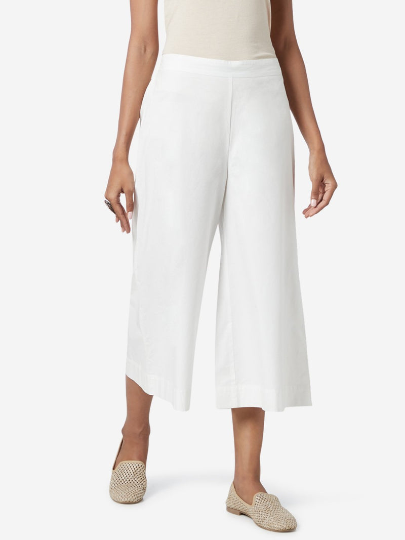 Utsa White Cropped Palazzos