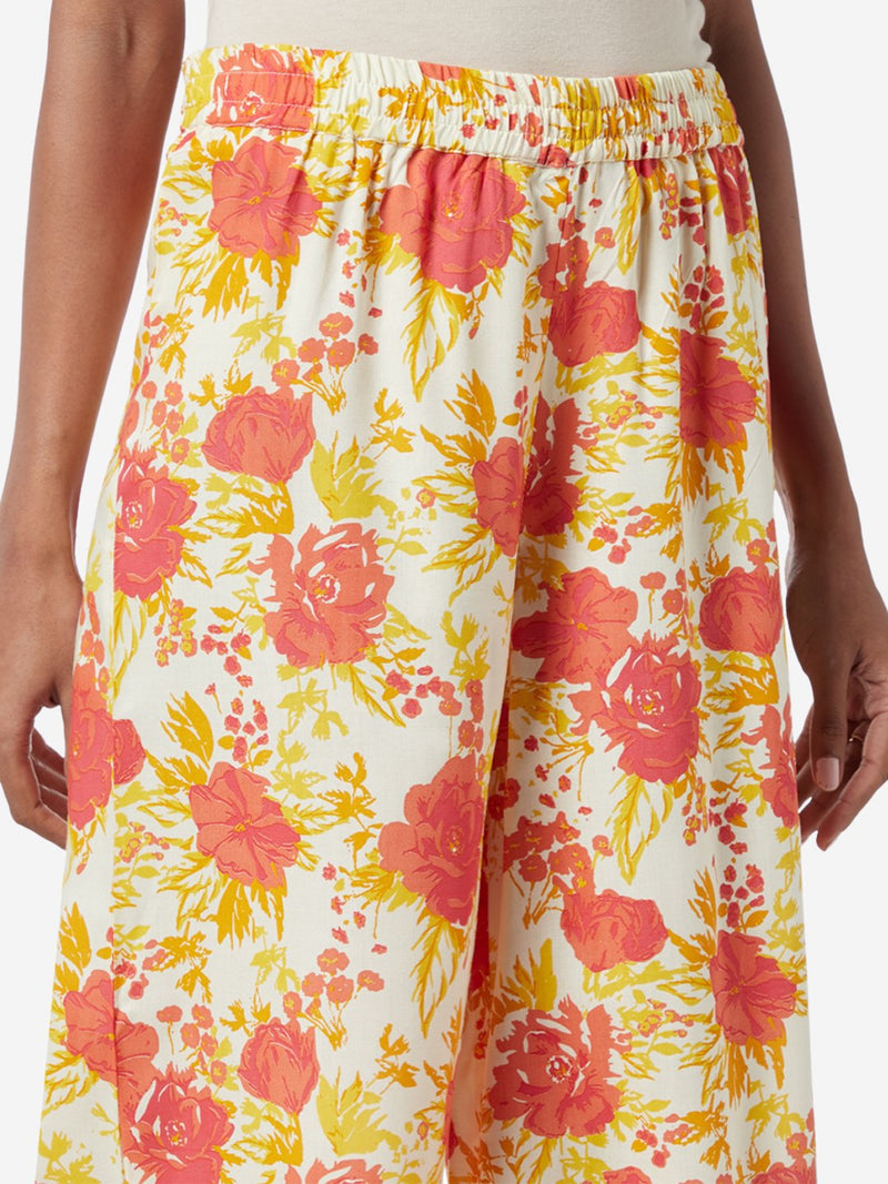 Utsa Coral Floral Patterned Palazzos