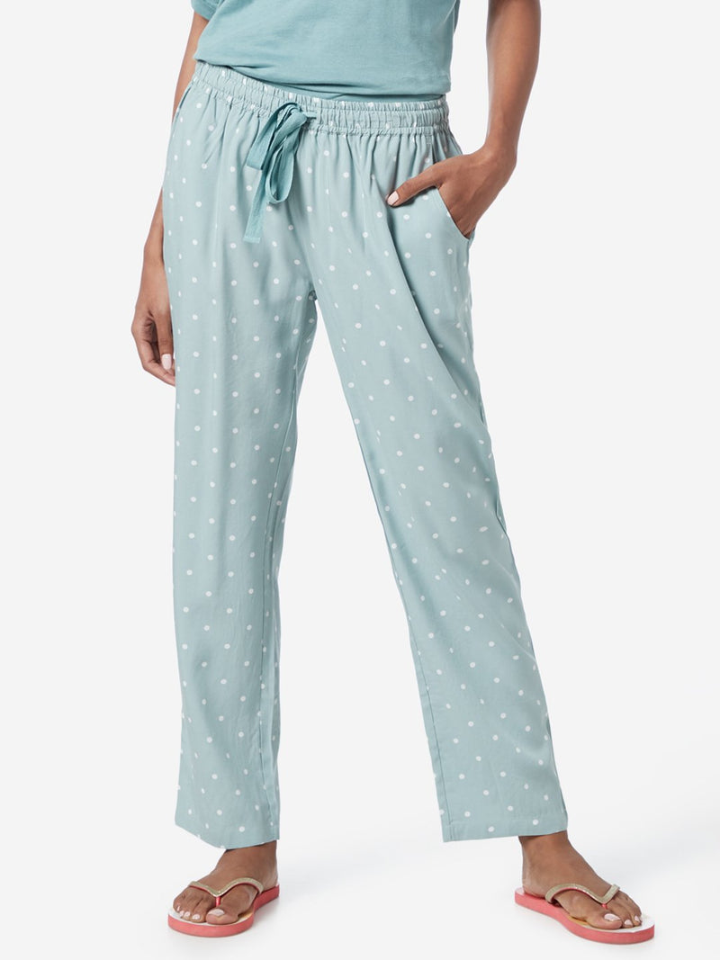 Wunderlove Sage Green Polka Dotted Pyjamas