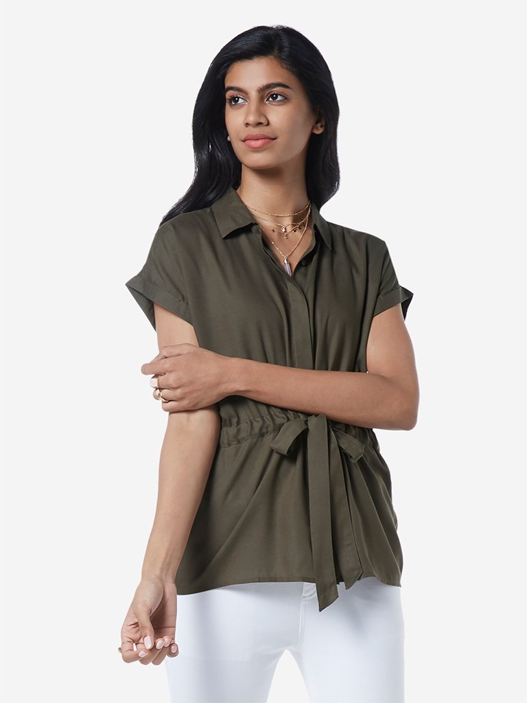 LOV Khaki Renita Casual Shirt