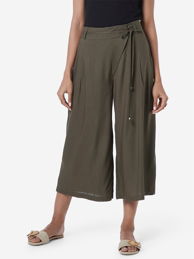 LOV Khaki Wren Flared Culottes