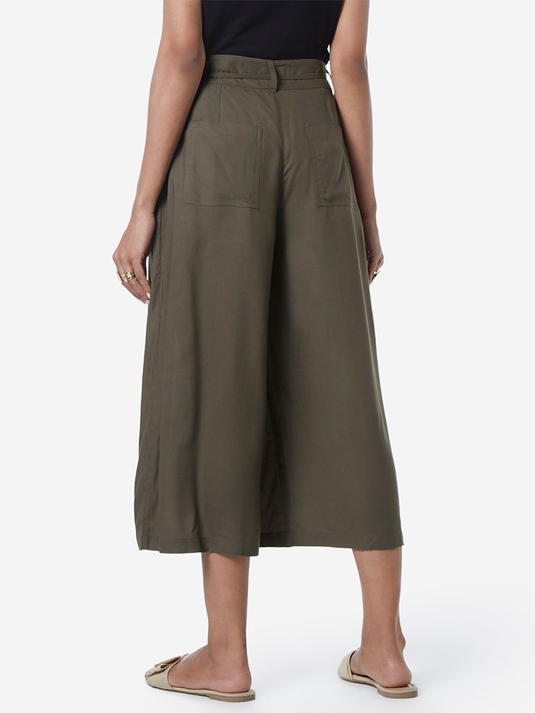 LOV Khaki Wren Flared Culottes