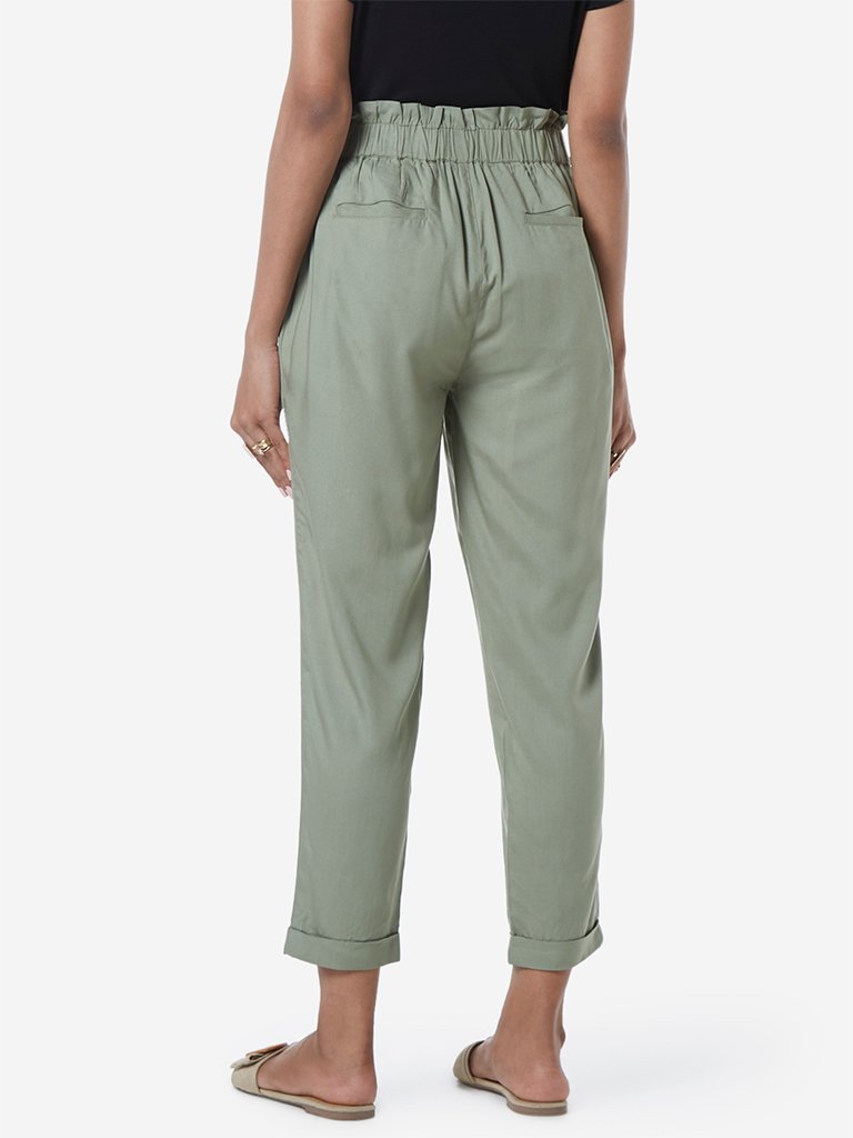 LOV Sage Green Cladine Paperbag Trousers