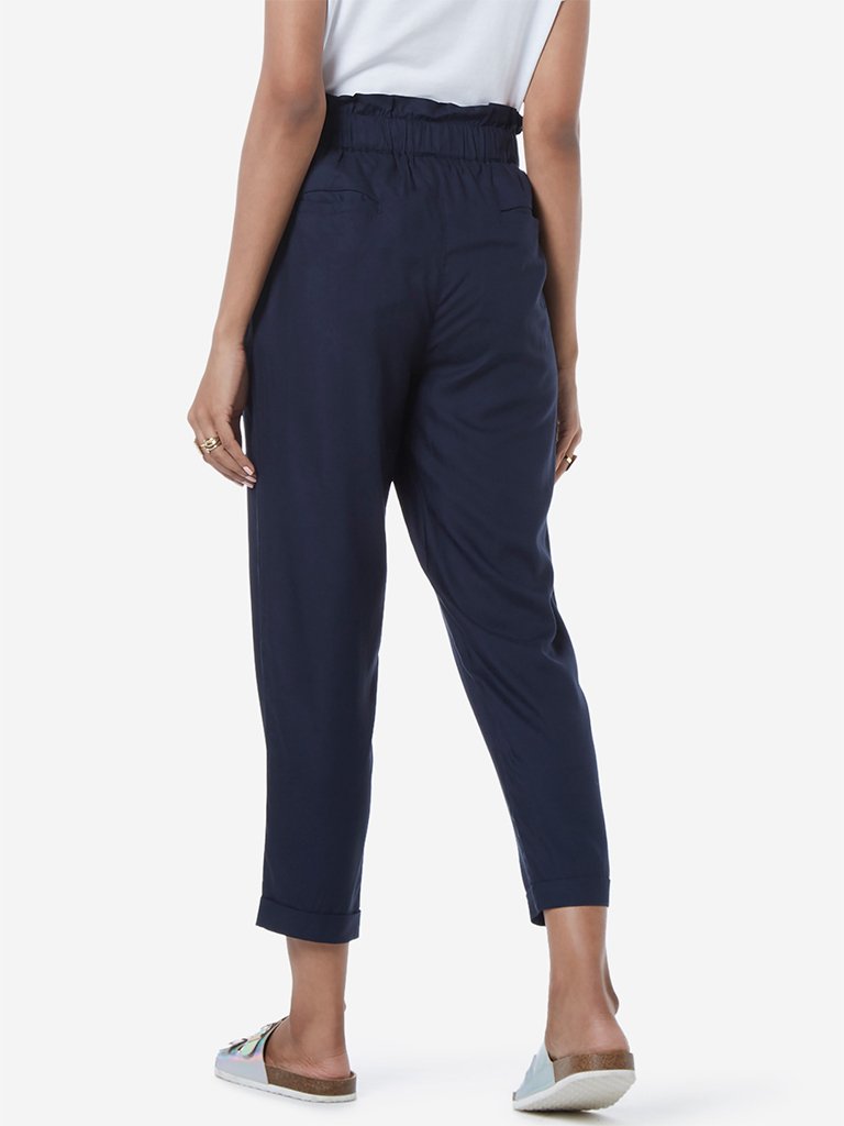 LOV Navy Cladine Paperbag Trousers