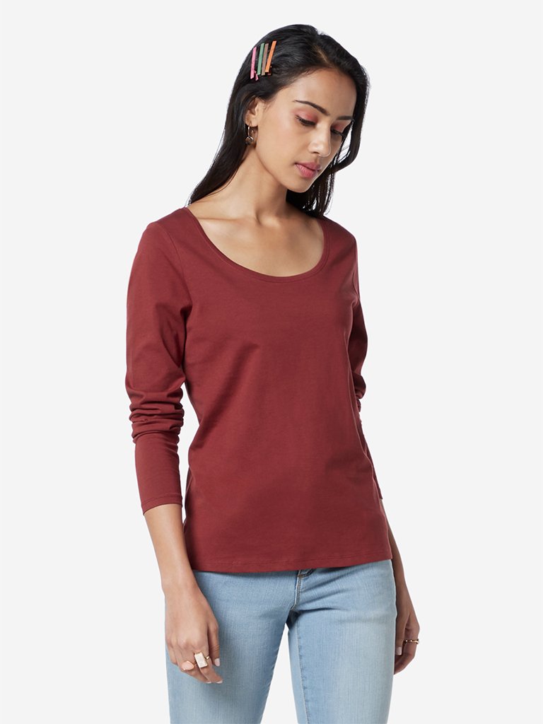 LOV Maroon Pure Cotton Chelsea T-Shirt