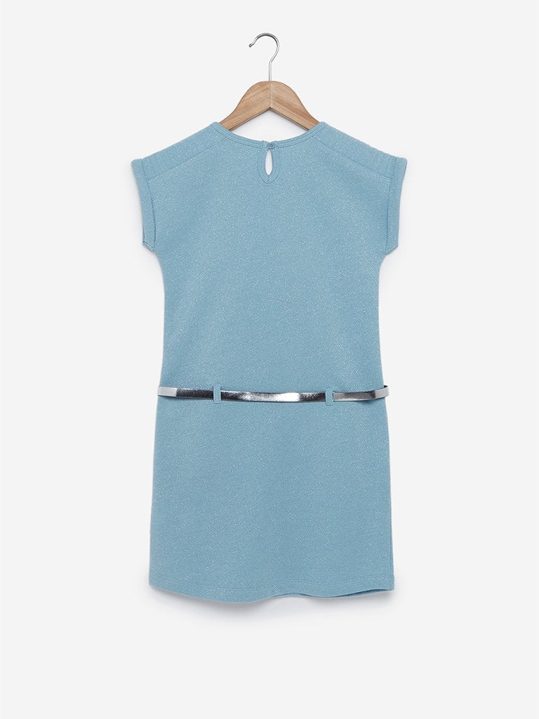 Y&F Kids Light-Blue Karen Dress With Belt