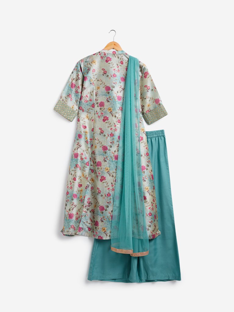 Vark Multi A-line Kurta, Dupatta And Palazzo Set