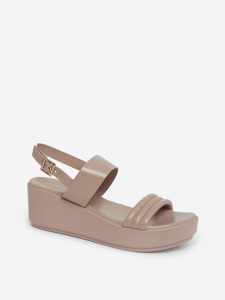 LUNA BLU Light Pink Wedge Heel Sandals