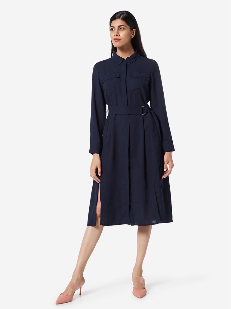 Wardrobe Navy Ashton Shirtdress With Belt