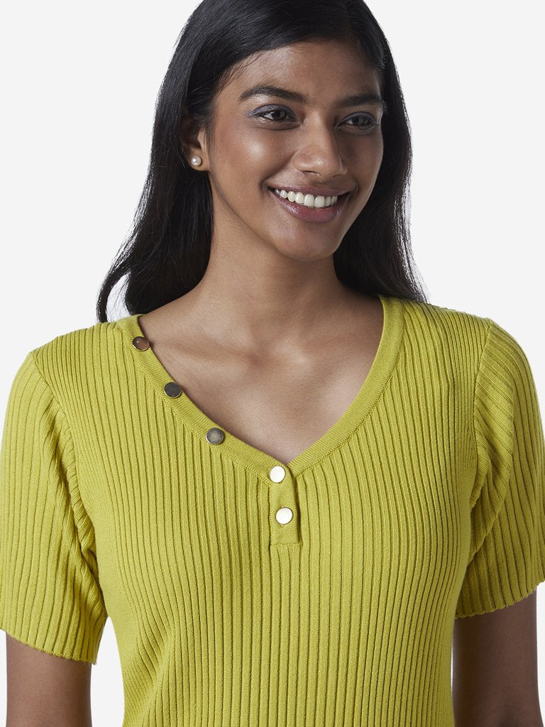 Wardrobe Lime Ribbed Top