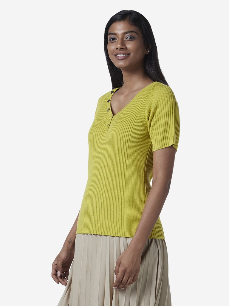 Wardrobe Lime Ribbed Top