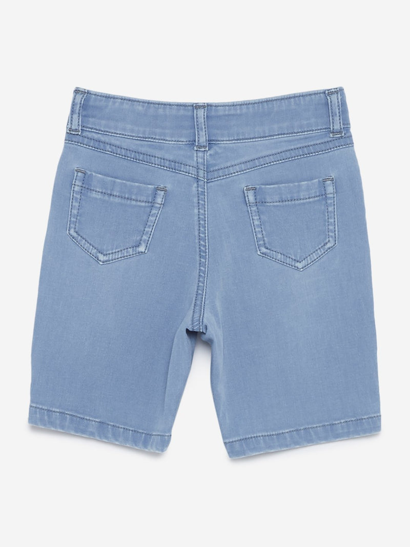 HOP Kids Blue Floral High-Waist Shorts