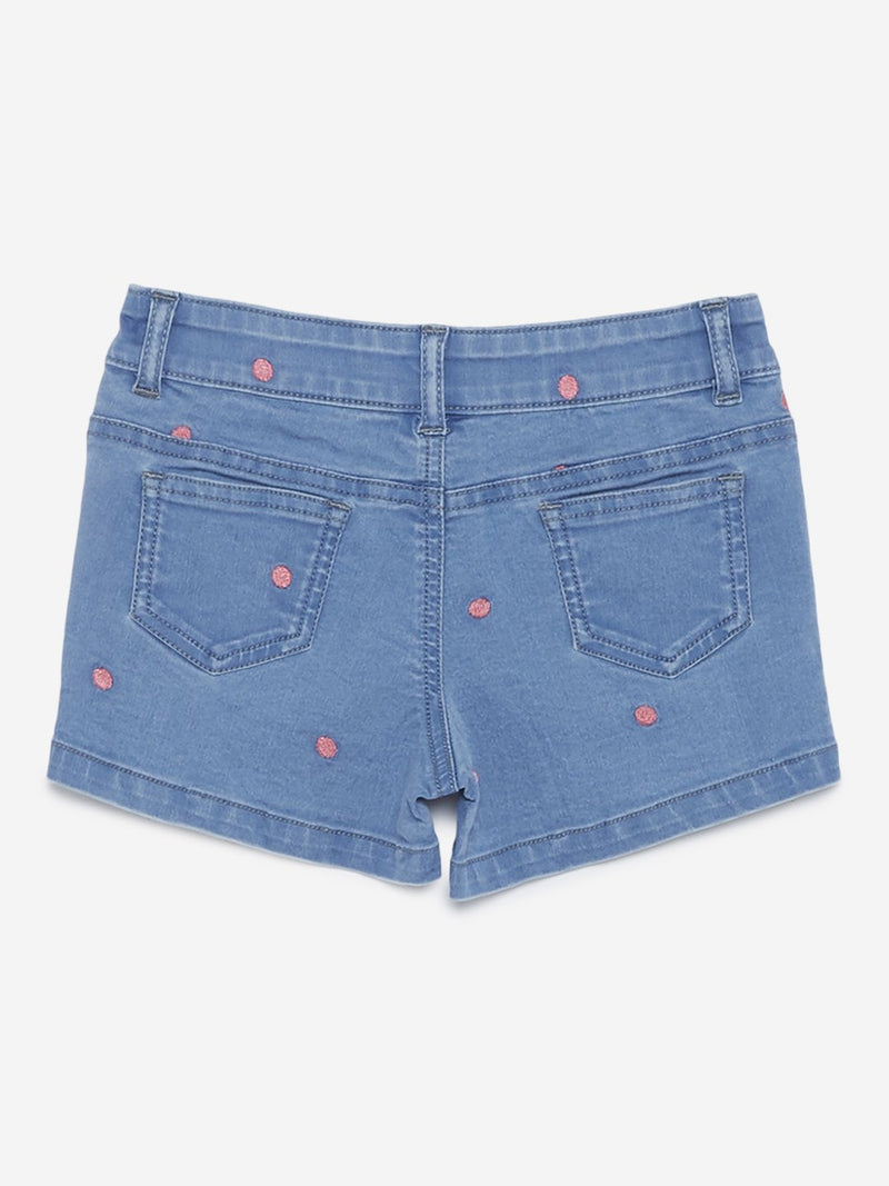 HOP Kids Blue Embroidered Shorts