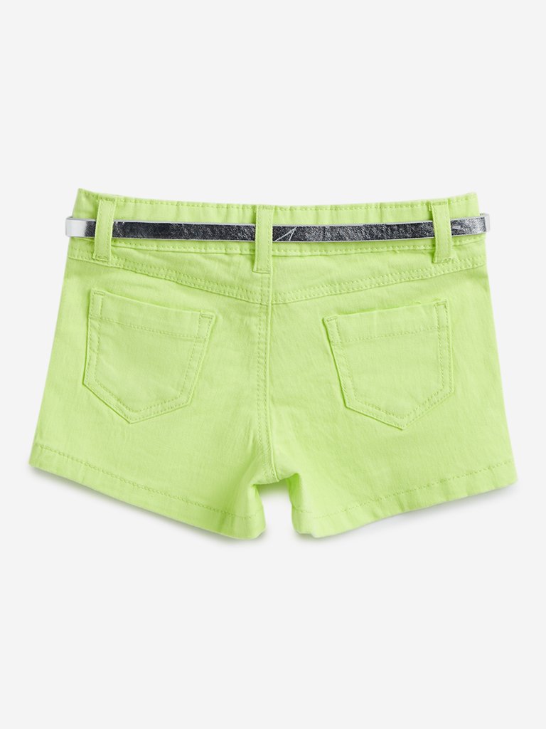 HOP Kids Lime-Green Shorts with Belt