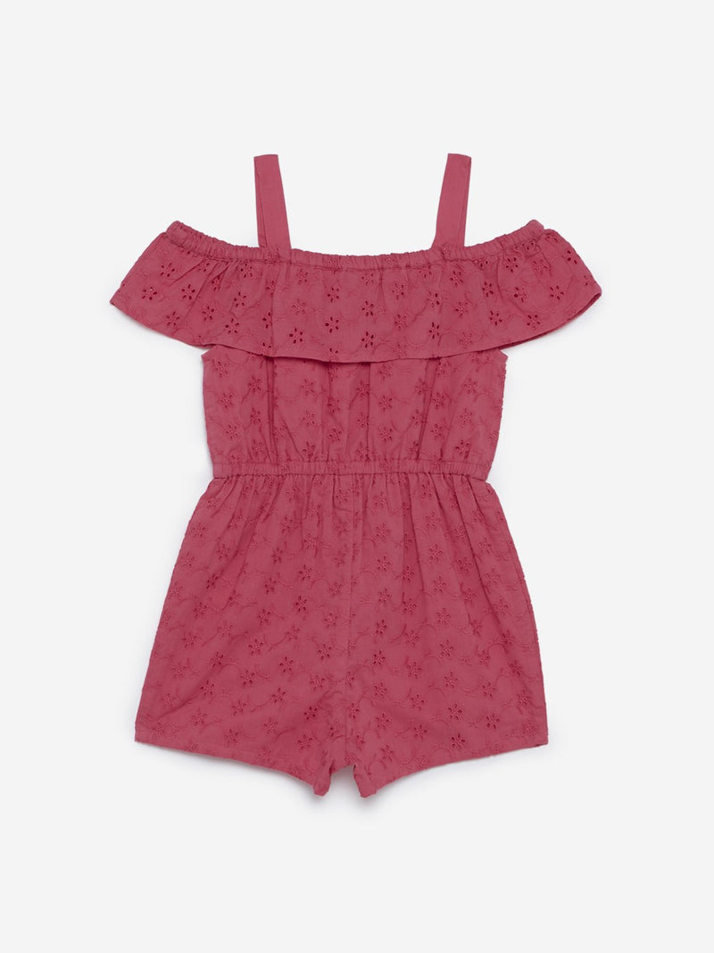 HOP Kids Fuchsia Floral Cutout Design Jumpsuit