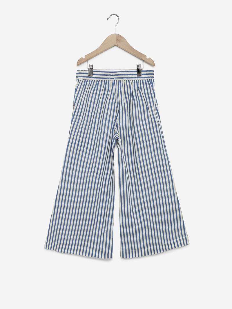 Utsa Kids Off White Striped Palazzos
