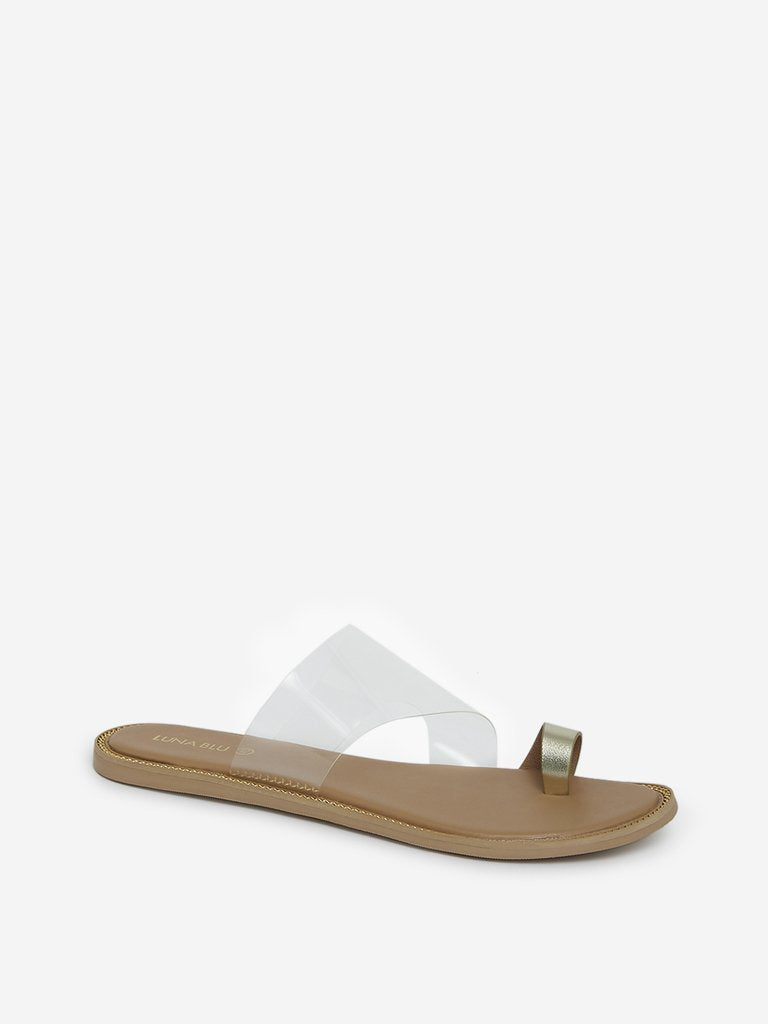 LUNA BLU Gold Toe Ring Sandals