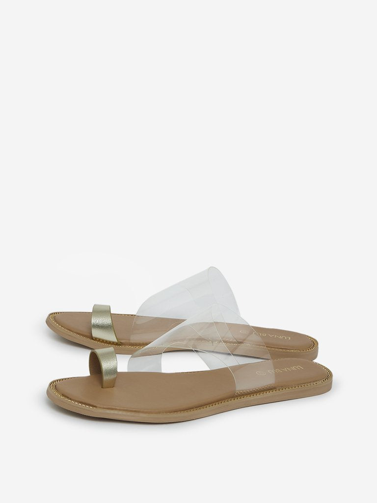 LUNA BLU Gold Toe Ring Sandals