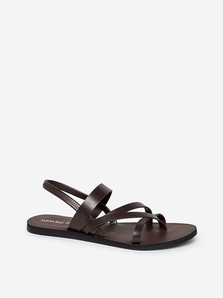 LUNA BLU Dark Brown Strapped Sandals