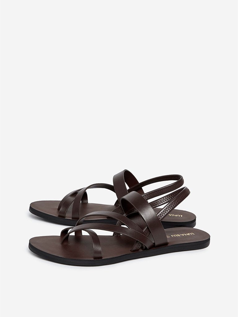 LUNA BLU Dark Brown Strapped Sandals