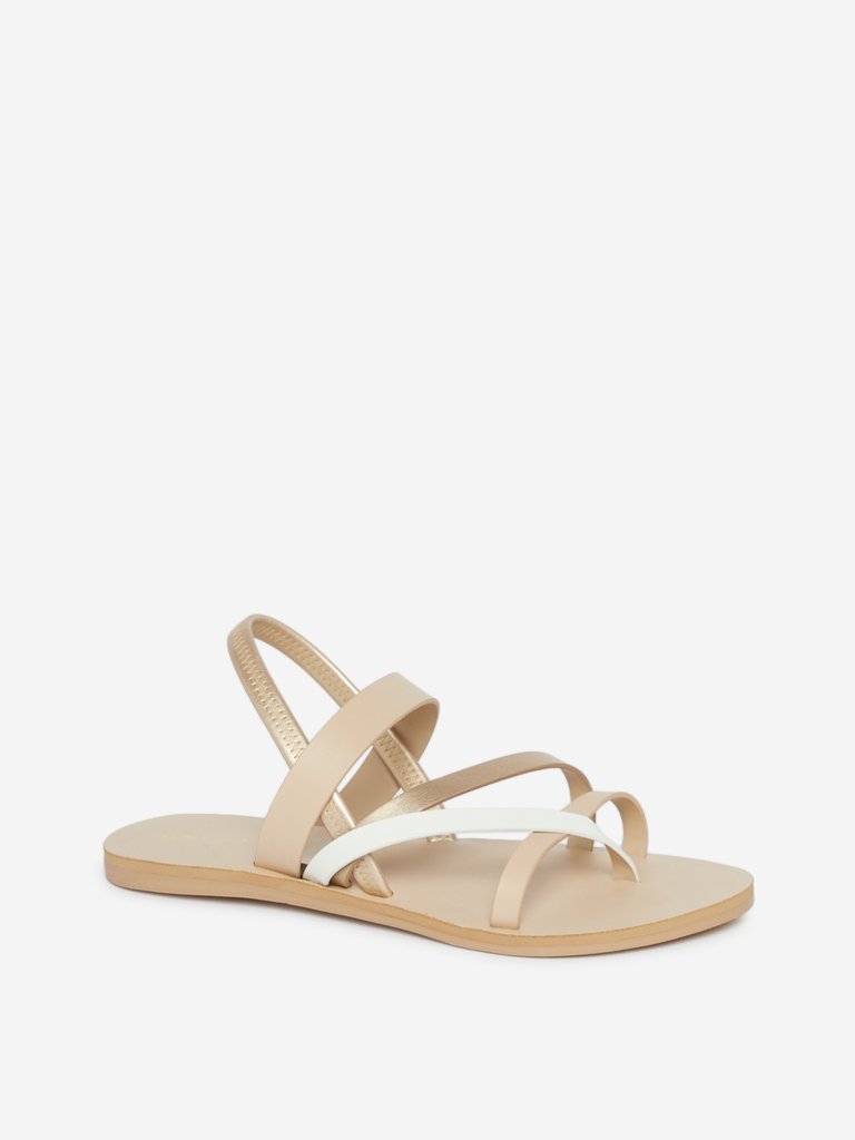 Luna Blu Beige Strapped Sandals
