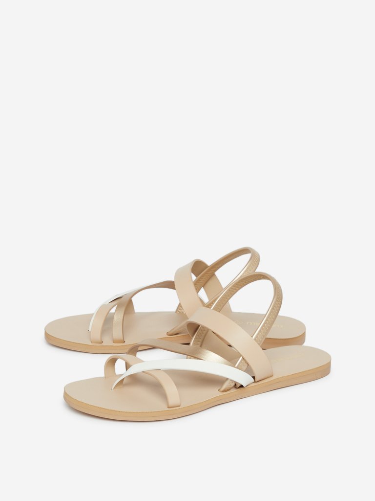 Luna Blu Beige Strapped Sandals