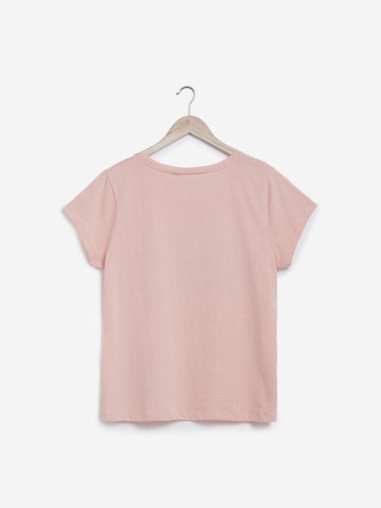 Sassy Soda Curves Peach Text Print T-Shirt