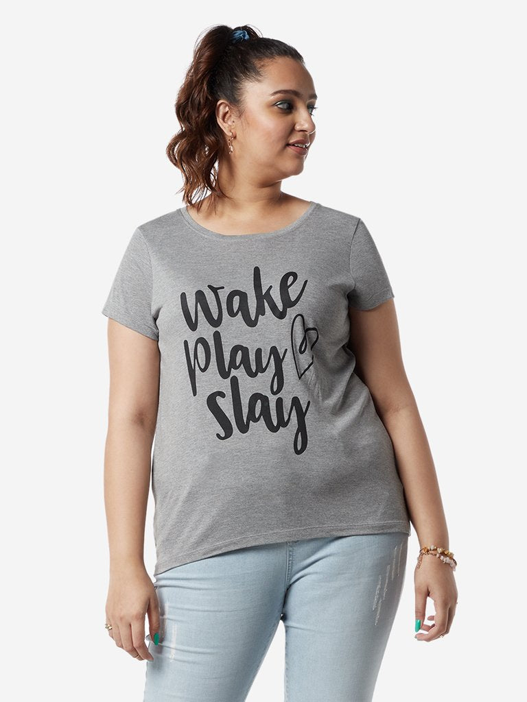Sassy Soda Curves Grey Melange Edna T-Shirt