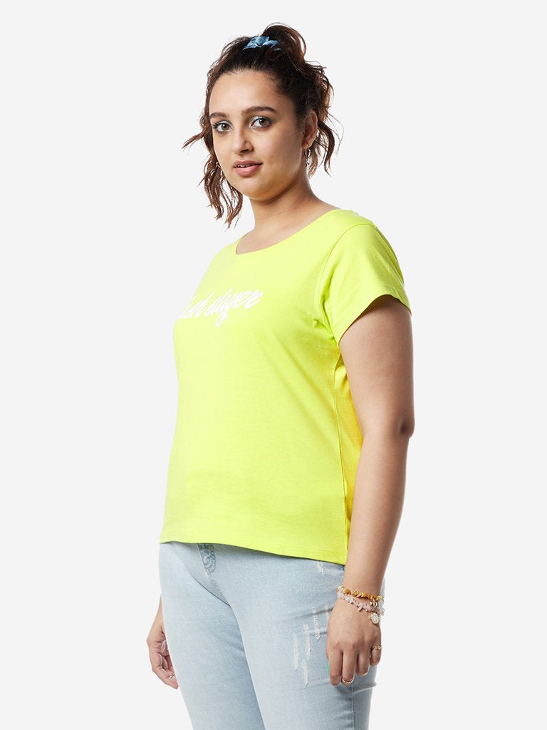 Sassy Soda Curves Lime Green Printed Edna T-Shirt