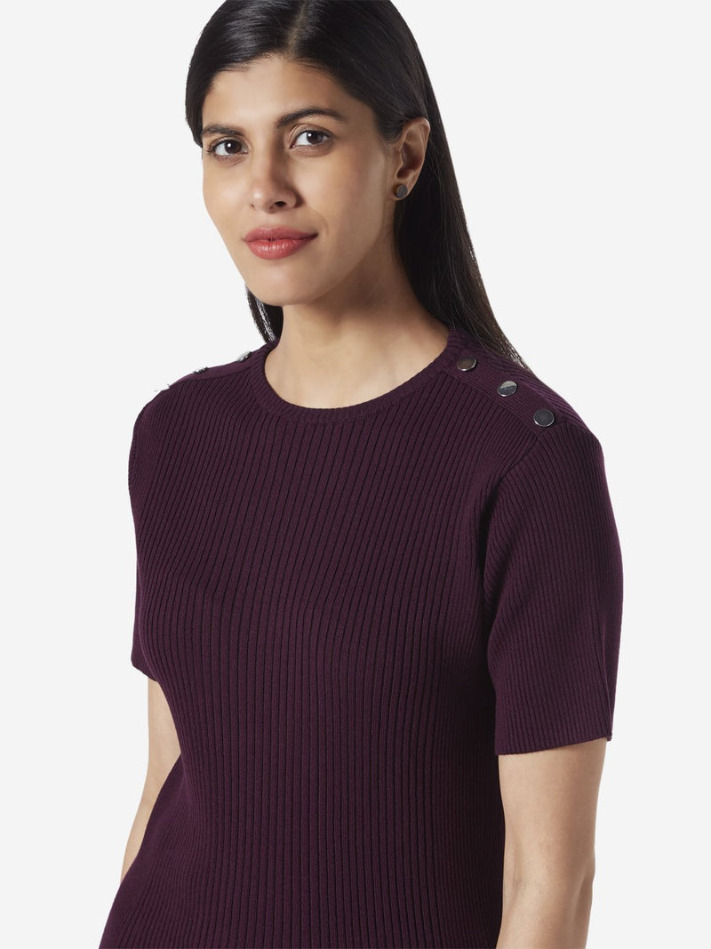 Wardrobe Wine Ribbed Amaze Top